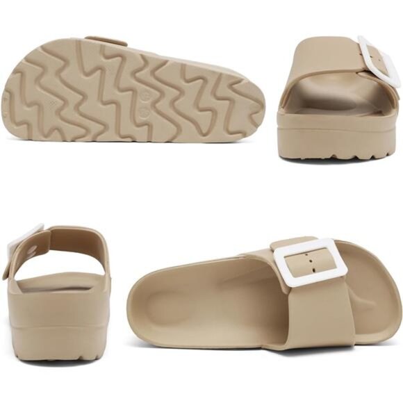 Womens Platform Sandals with Arch Support, Adjustable Buckle Beach Sandal Woman - Picture 2 of 7